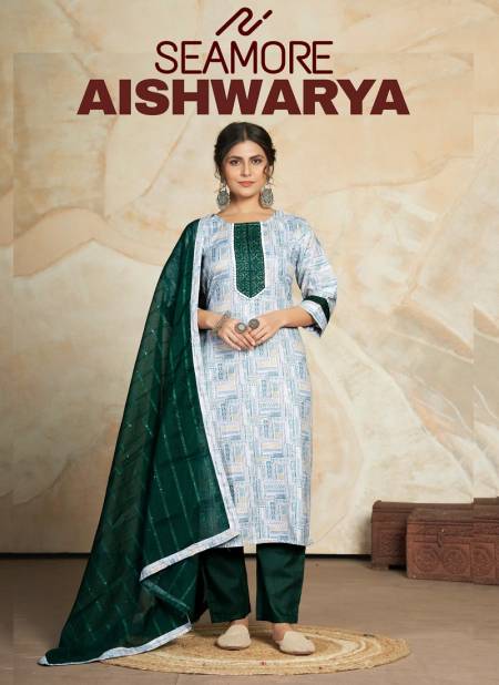 Aishwarya By Seamore 118 To 123 Cotton Blend Printed Kurti With Bottom Dupatta Wholesale Market In Surat Catalog